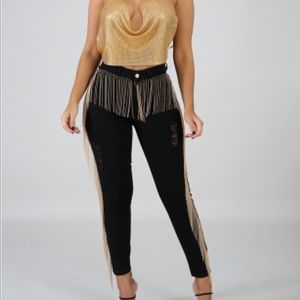 Gold Beaded Jeans